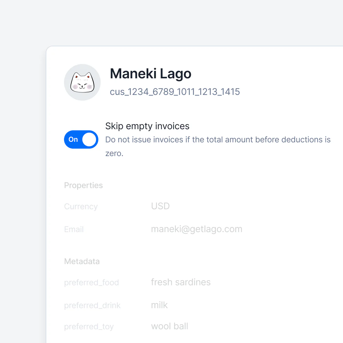 Lago setting that skips generating invoices with no amount.