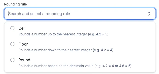 Lago billable metric with a custom rounding rule applied to usage.