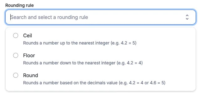 Lago billable metric with a custom rounding rule applied to usage.