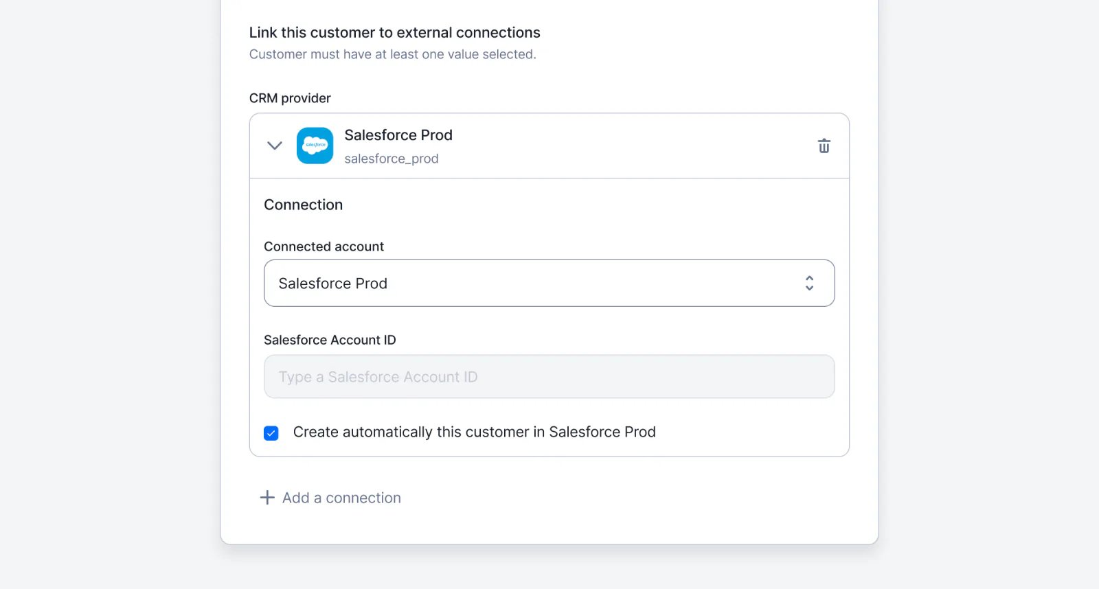 Lago customer synced to a Salesforce record.
