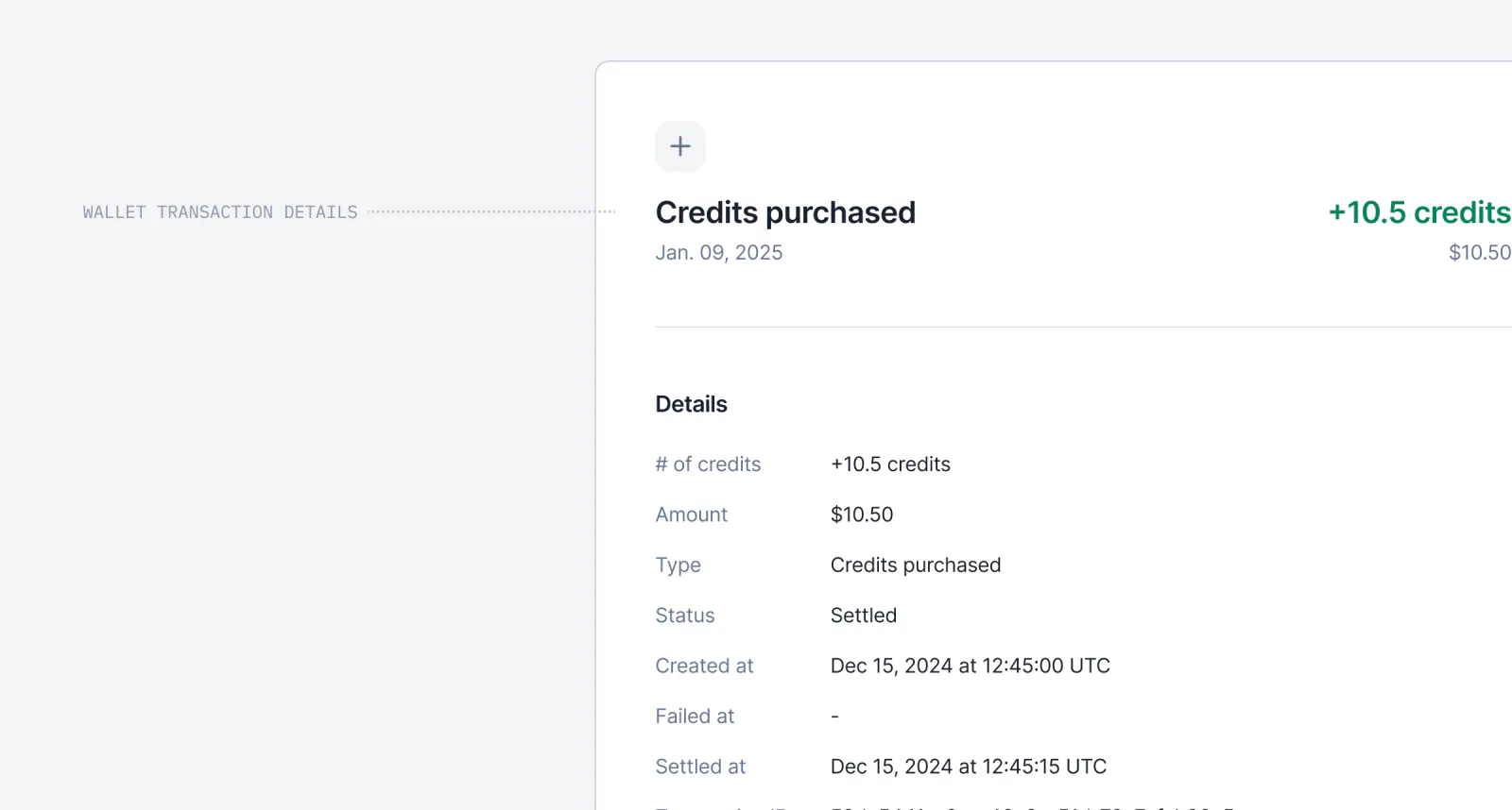 Lago wallet transaction detail view with full attribution.