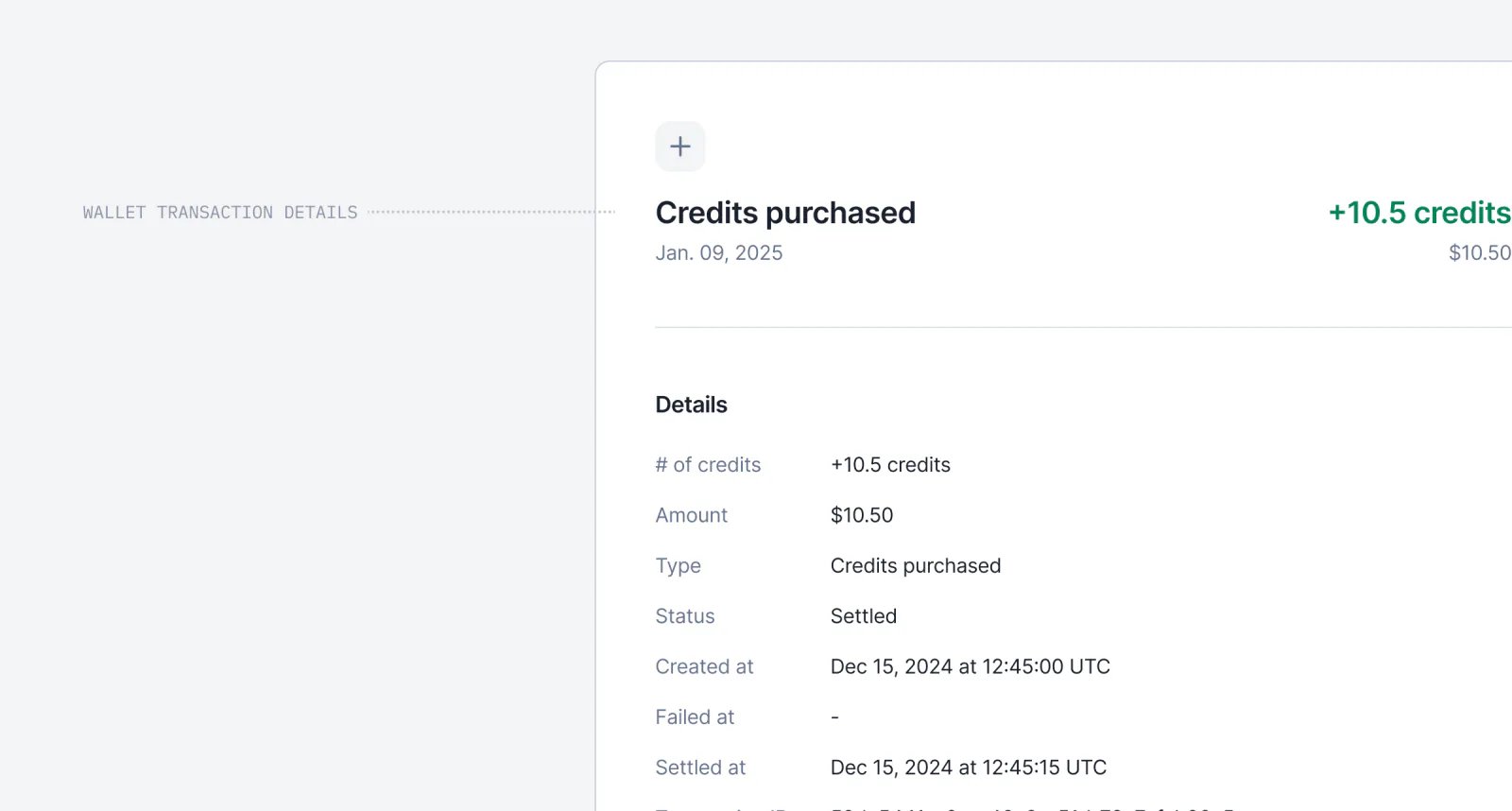 Lago wallet transaction detail view with full attribution.