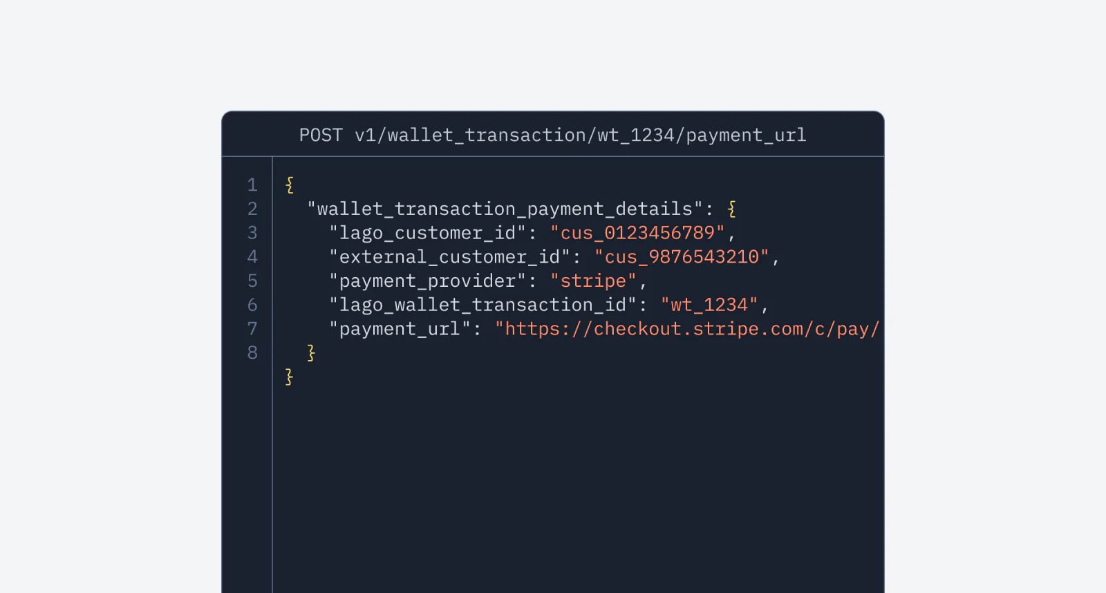 Lago payment URL generated for a failed wallet transaction.
