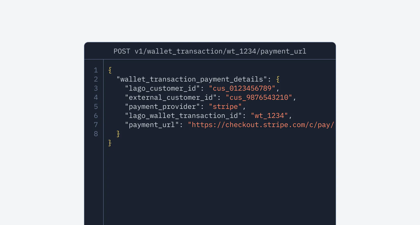 Lago payment URL generated for a failed wallet transaction.