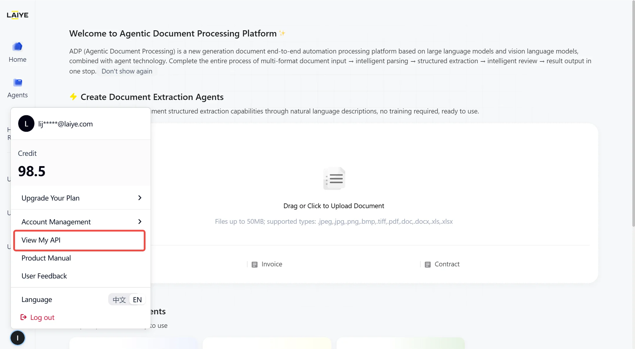 My API entry in the ADP platform