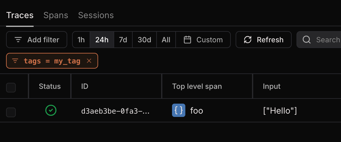 Filtered traces
