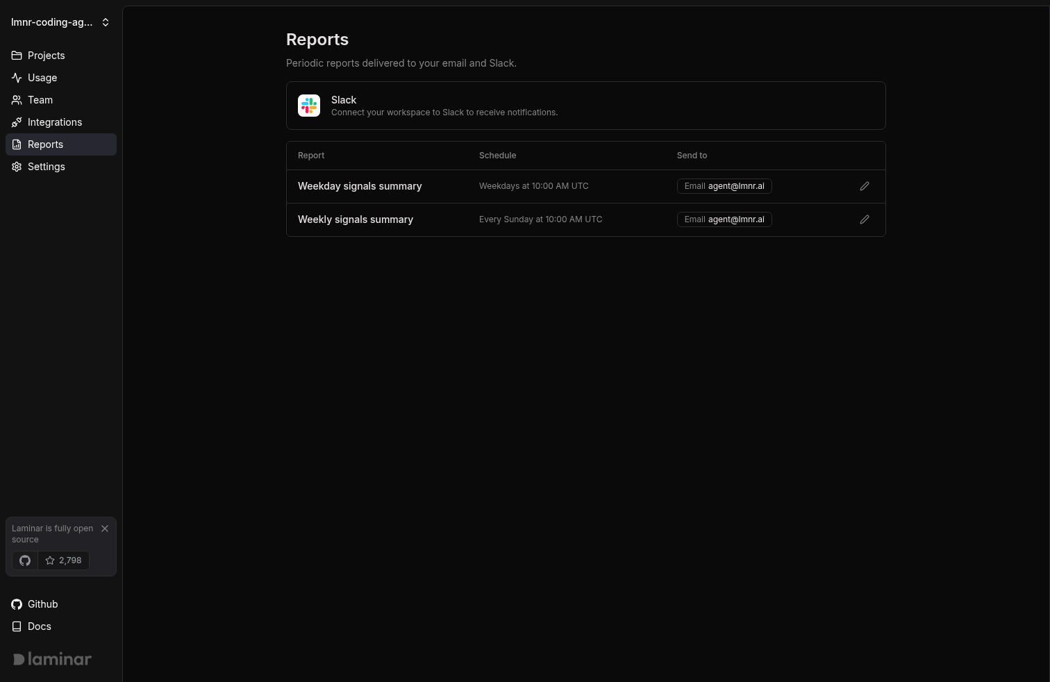 Reports - Laminar documentation
