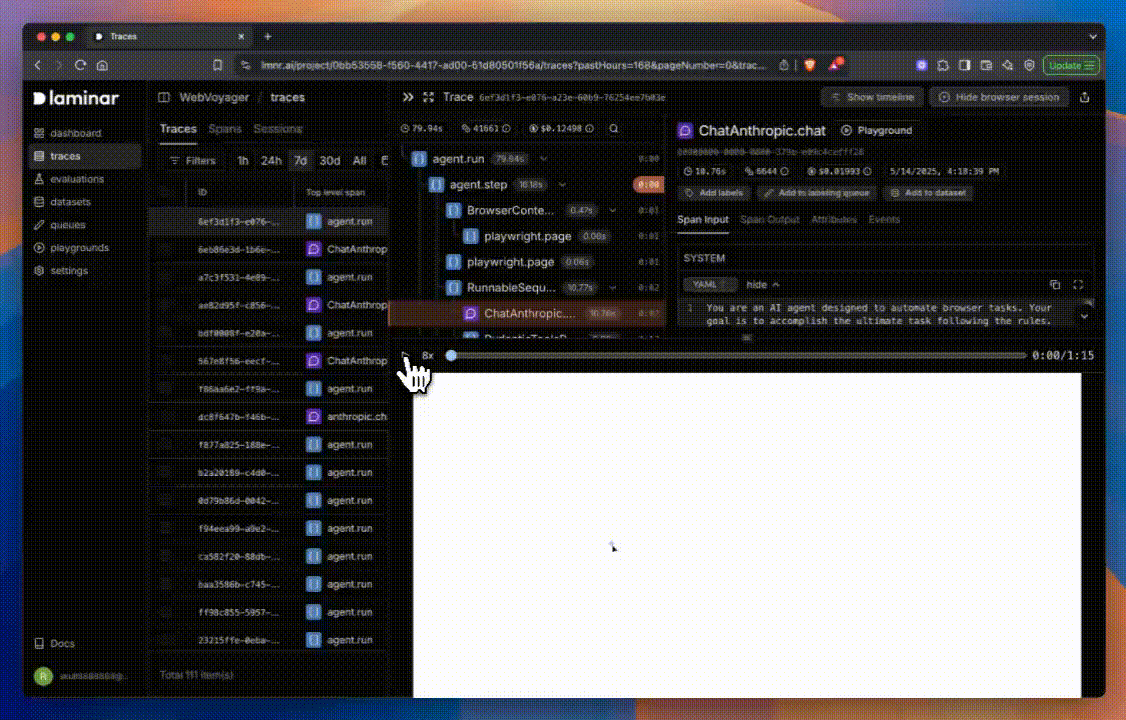 Browser Use Observability