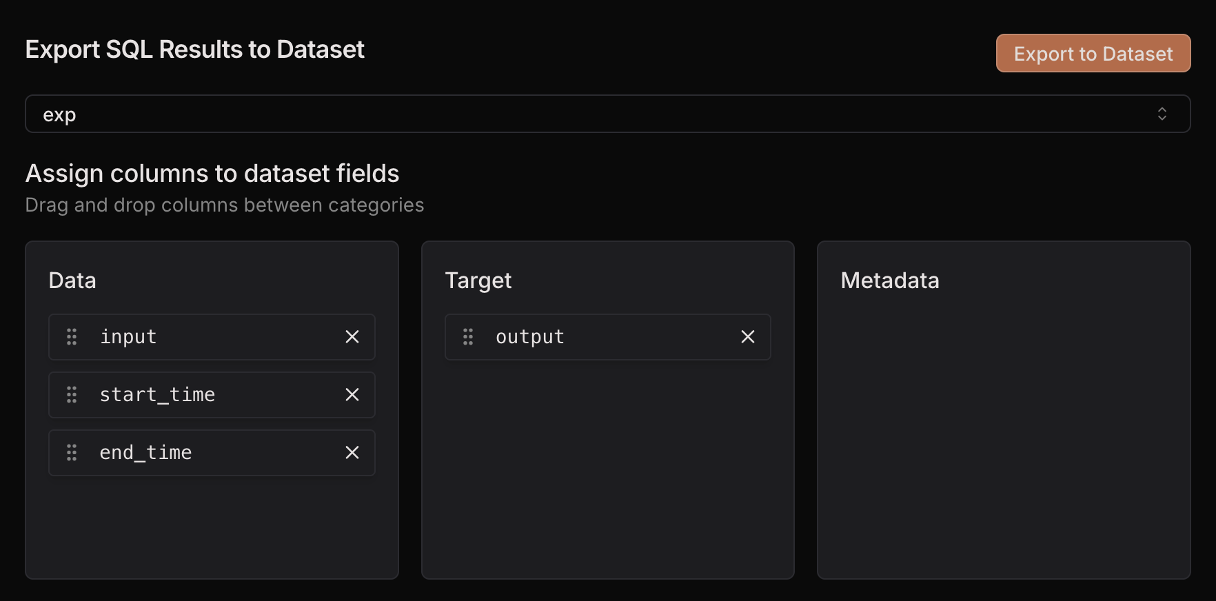 Export to Dataset