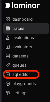 SQL Editor in sidebar on Laminar