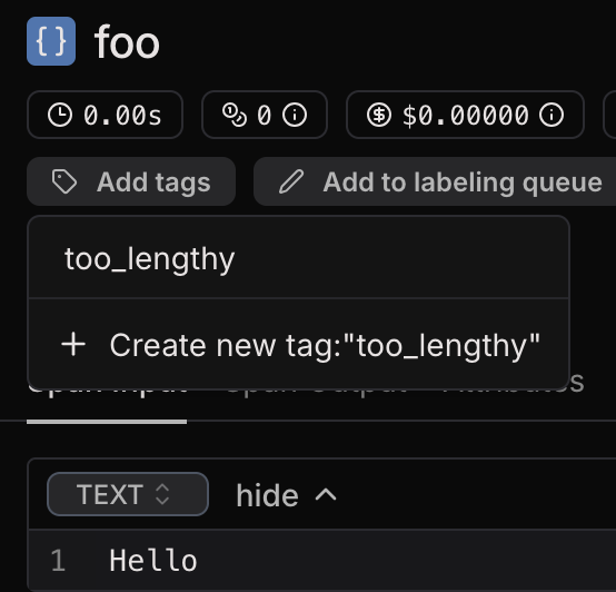 Tags in the Laminar UI
