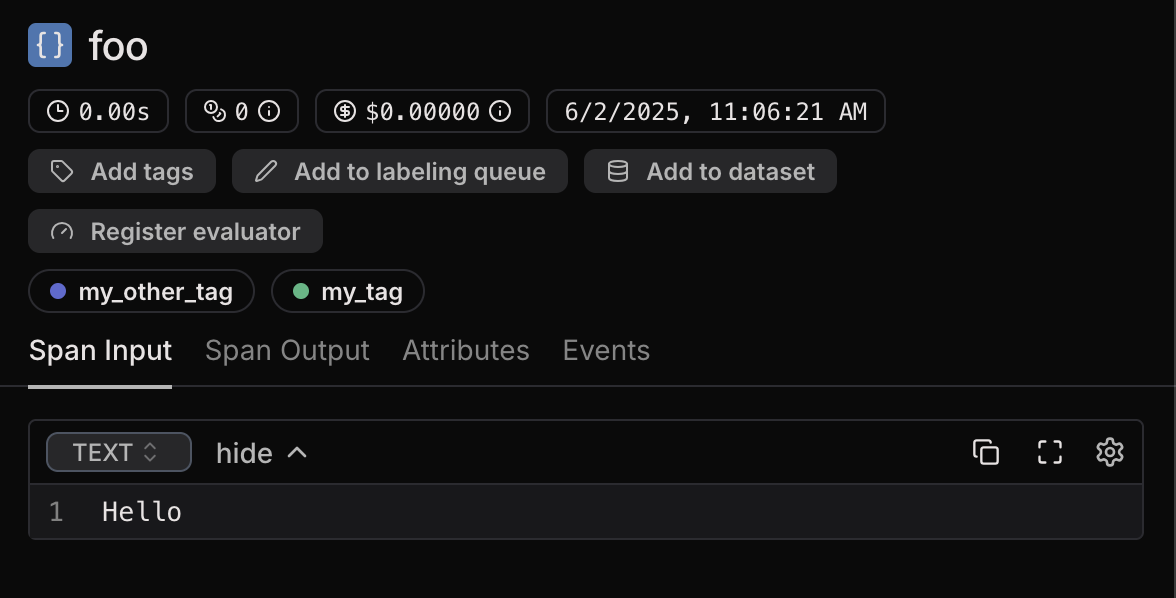 Tags in the Laminar UI
