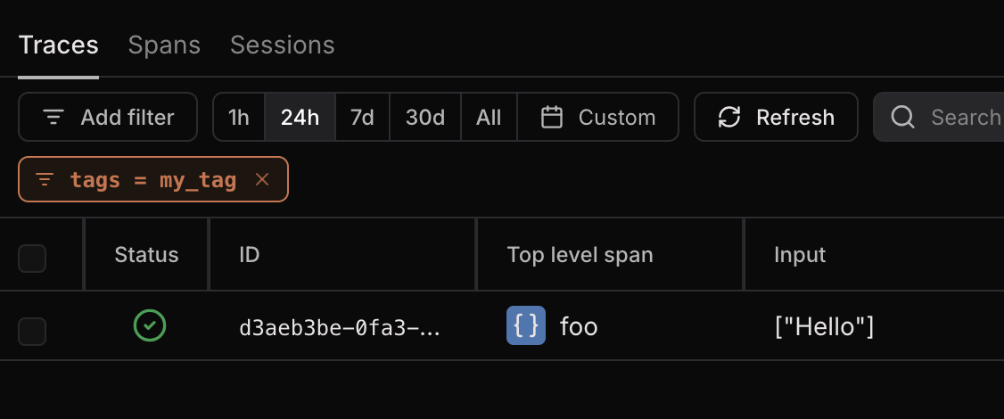 Filtered traces