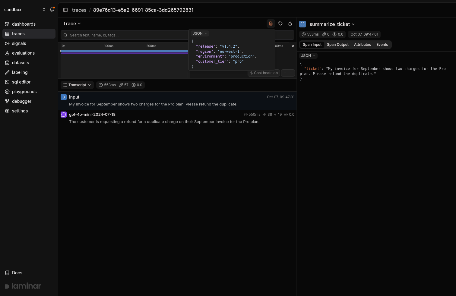 Metadata view
