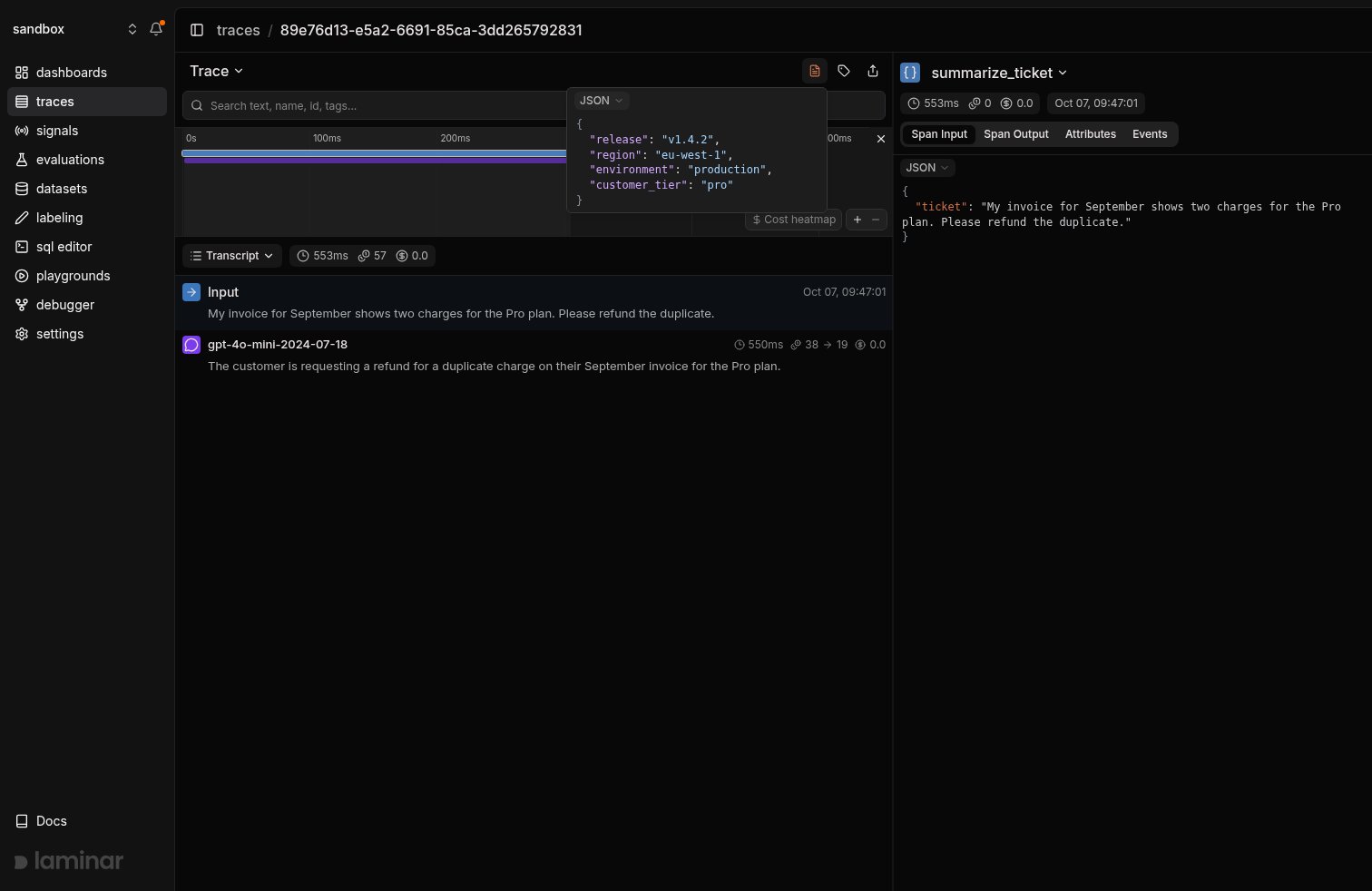 Metadata view