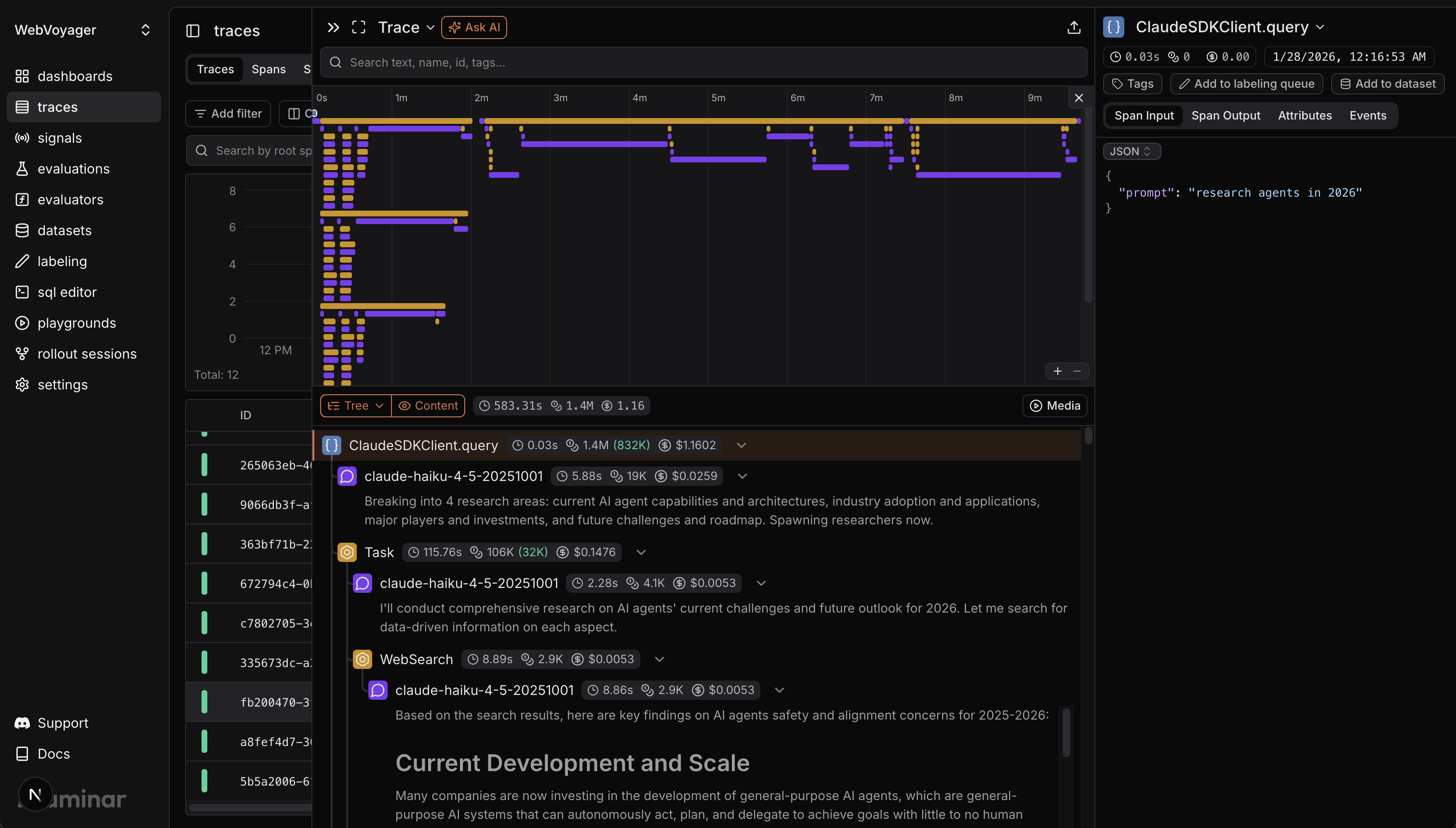 Claude Agent SDK multi-agent trace