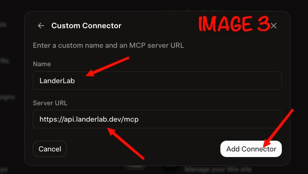 LanderLab-Autorisierungsfenster mit den Feldern Account und Organization sowie dem Button Authorize