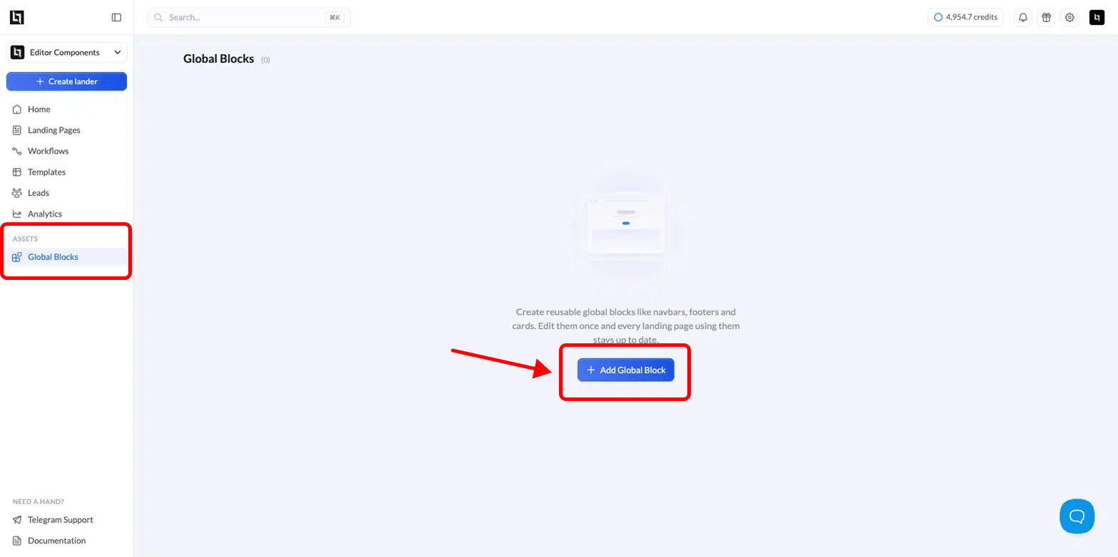 Add Global Block