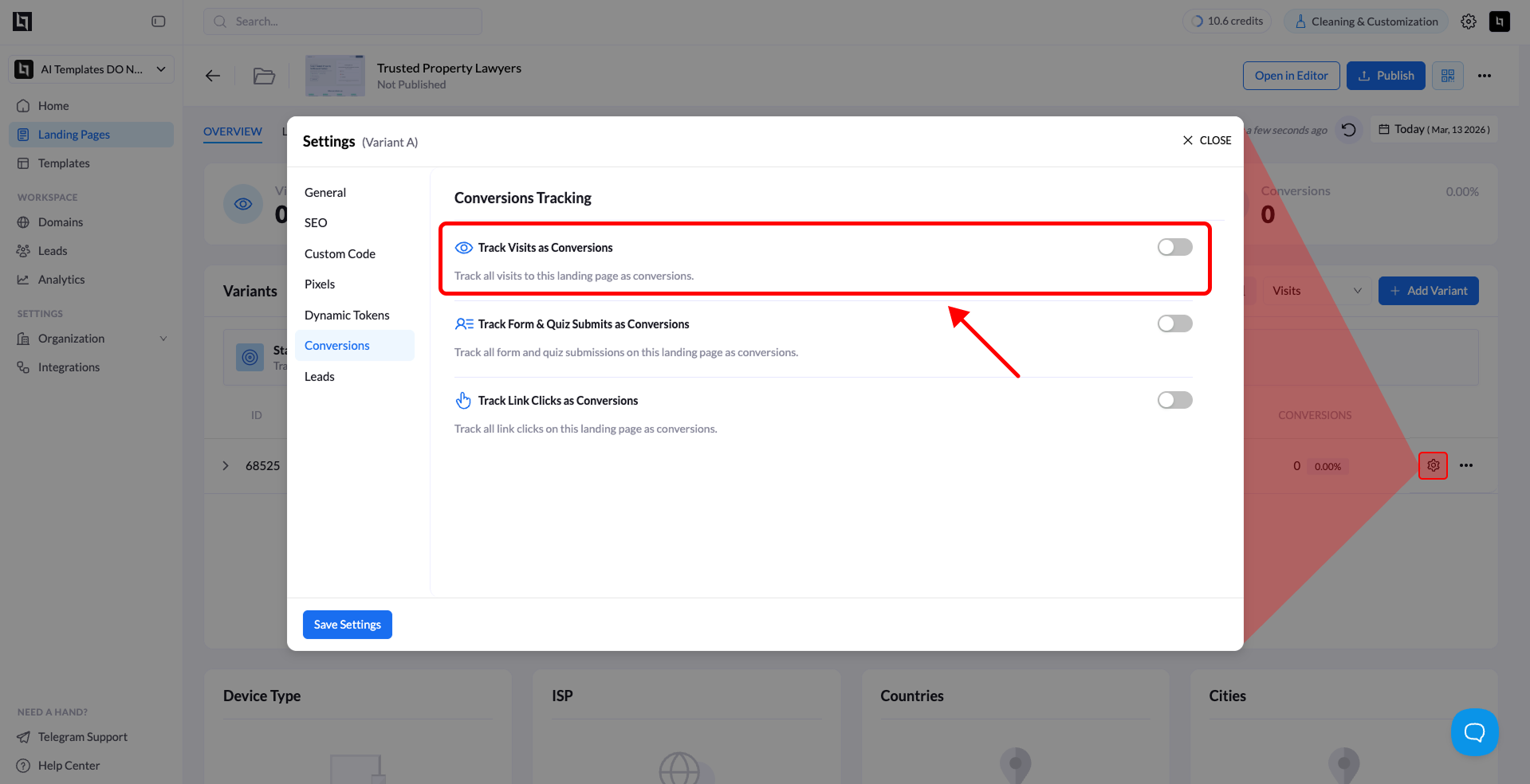 Set Up Conversion Tracking for Landing Pages - Landerlab Documentation