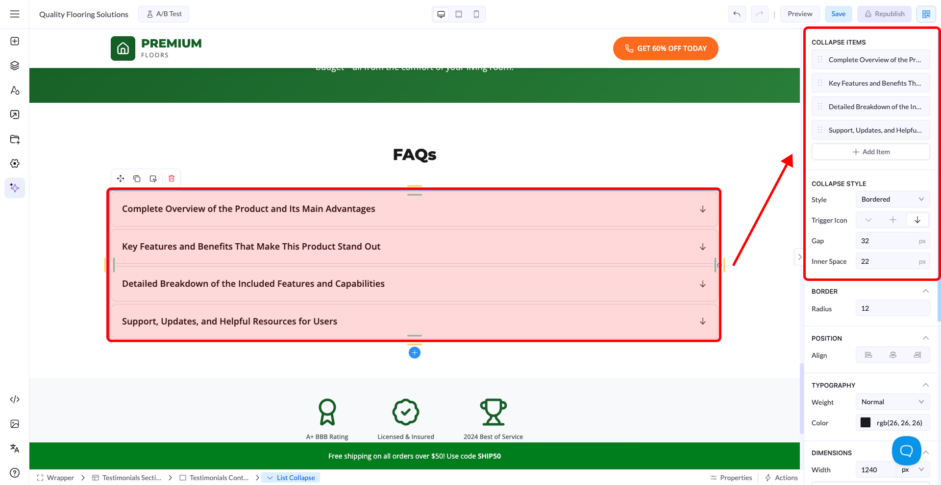 Use Accordion for FAQs and Structured Content - Landerlab Documentation
