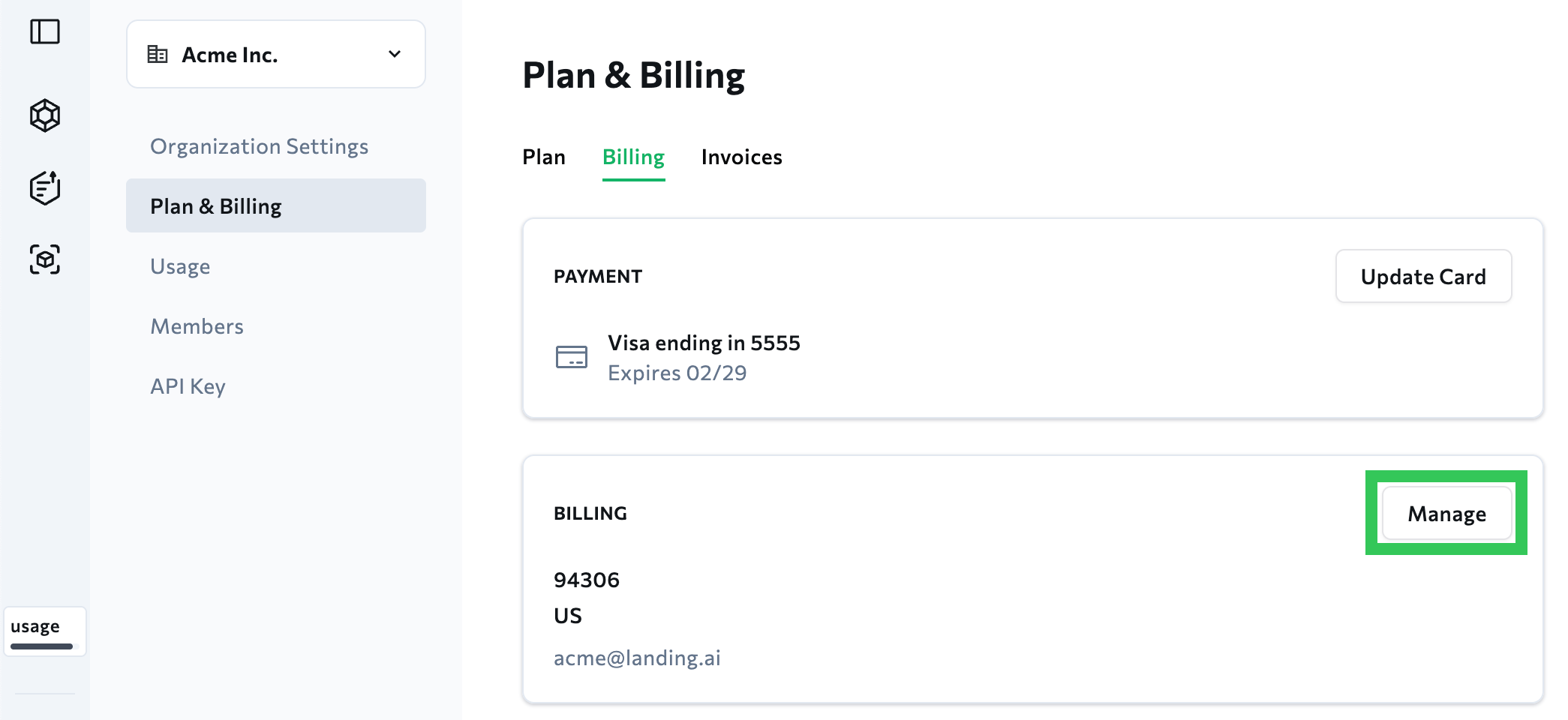 Manage Billing