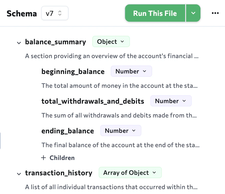 Run the extraction schema on the file