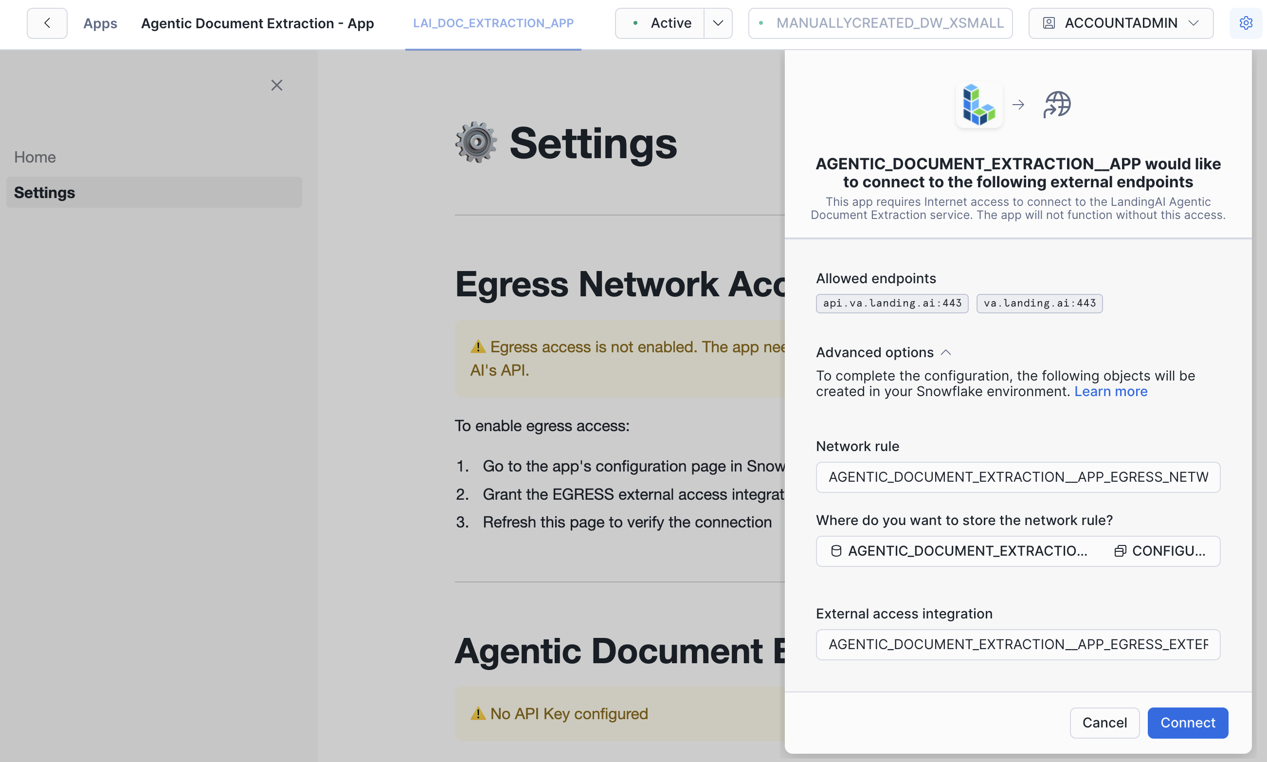Egress access pop-up