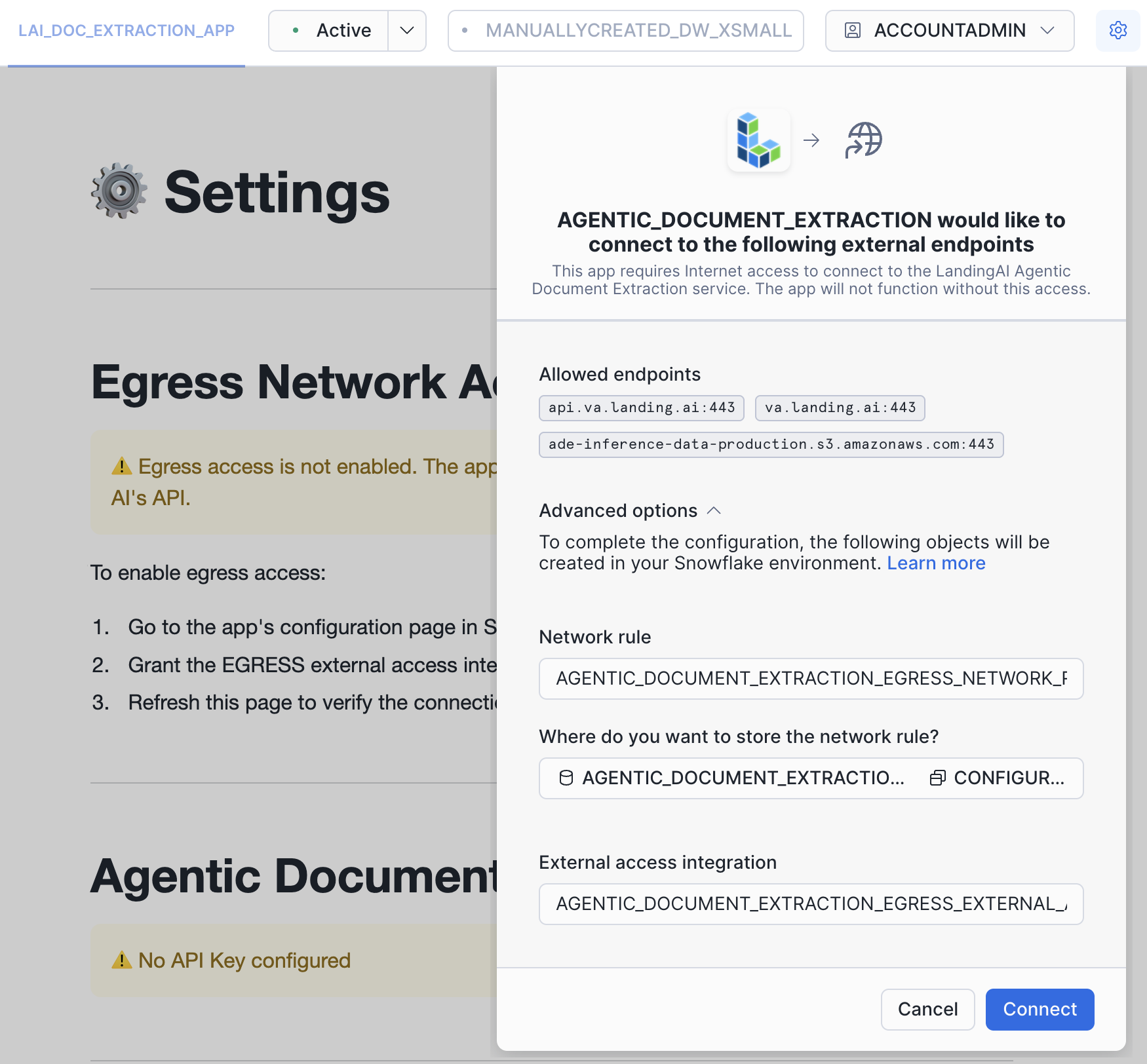 Egress access pop-up