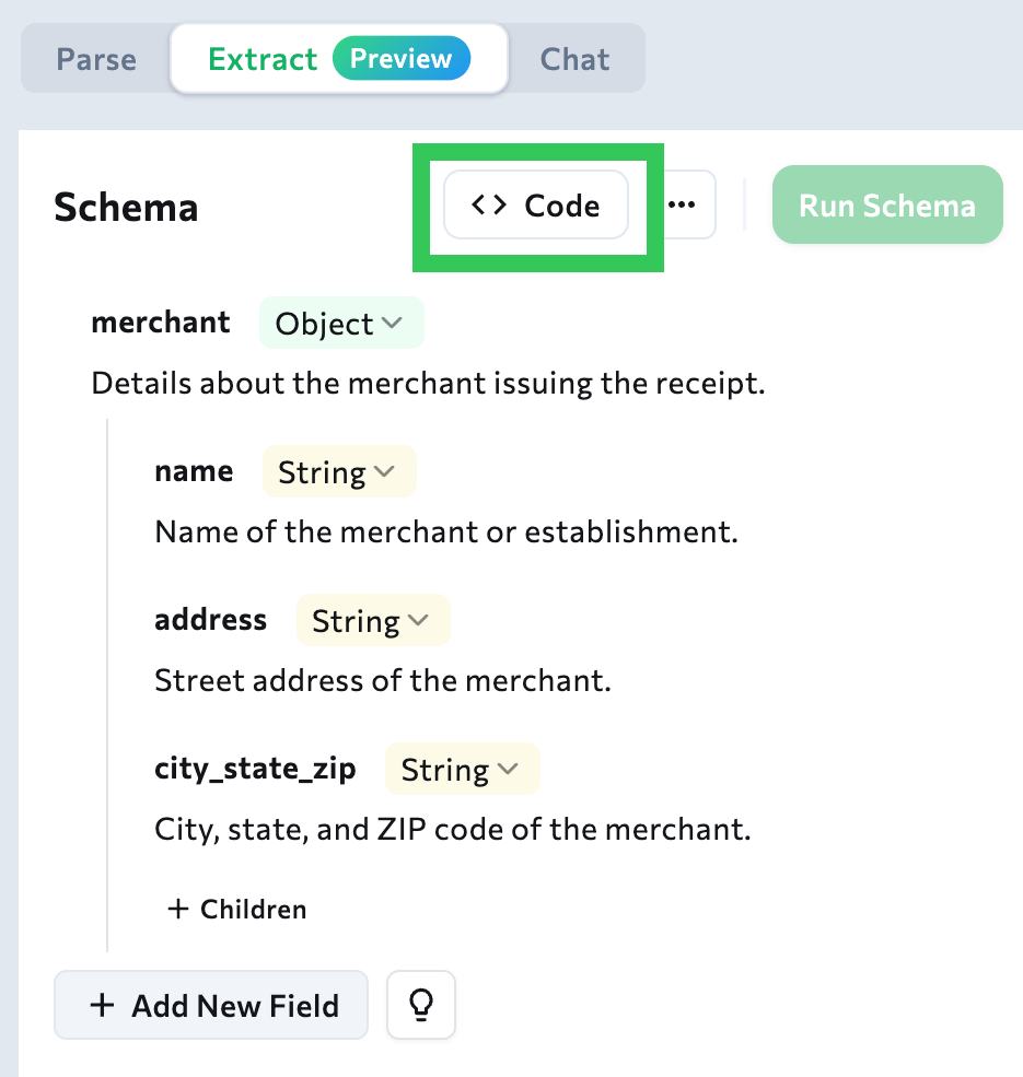 View the Schema Code