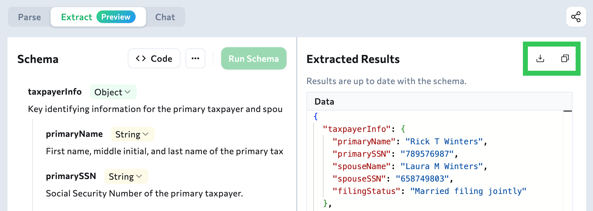 Copy the Extracted Values