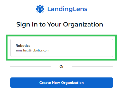 Select Your Organization
