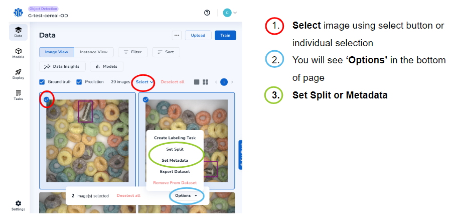 Set Splits or Metadata