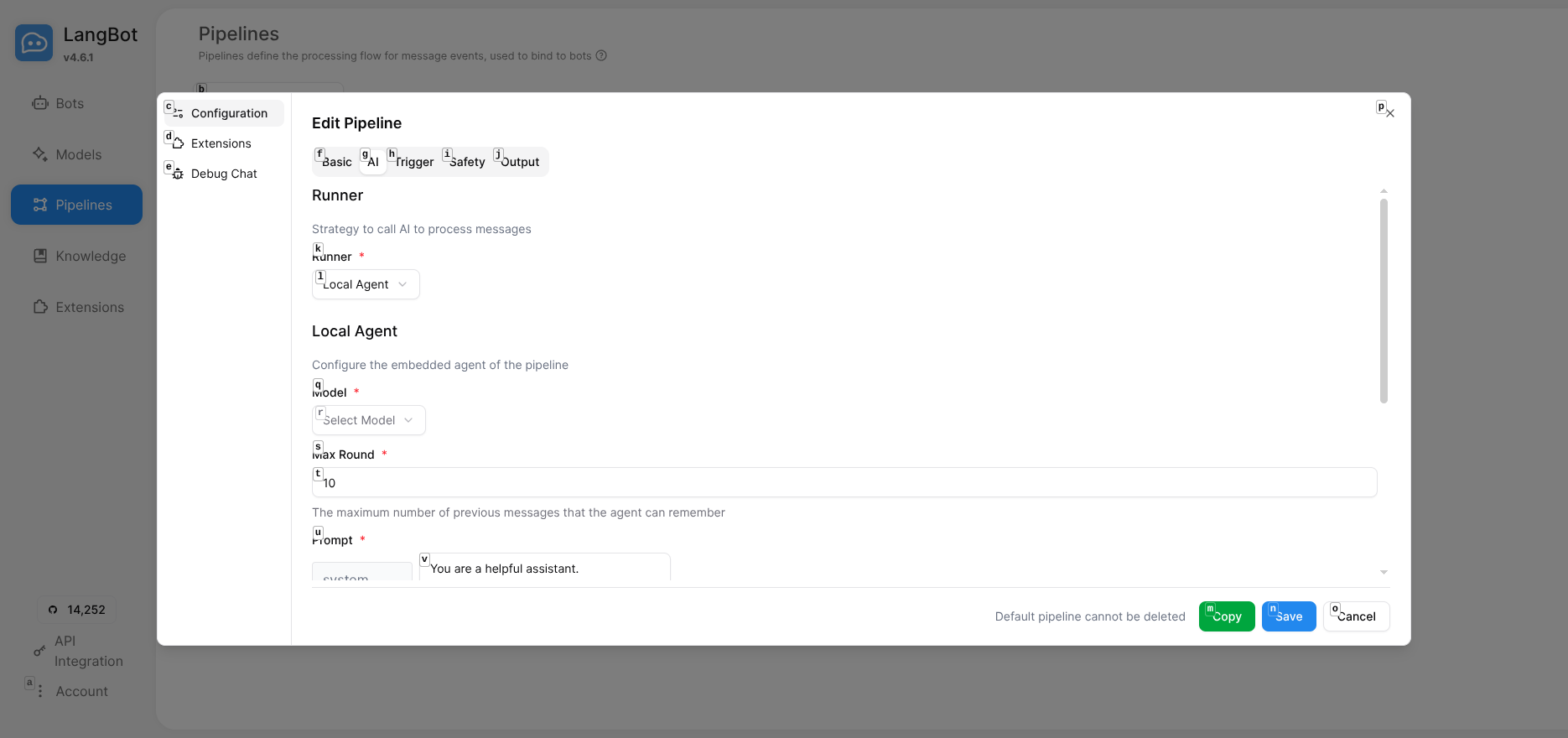LangBot Pipeline AI Tab