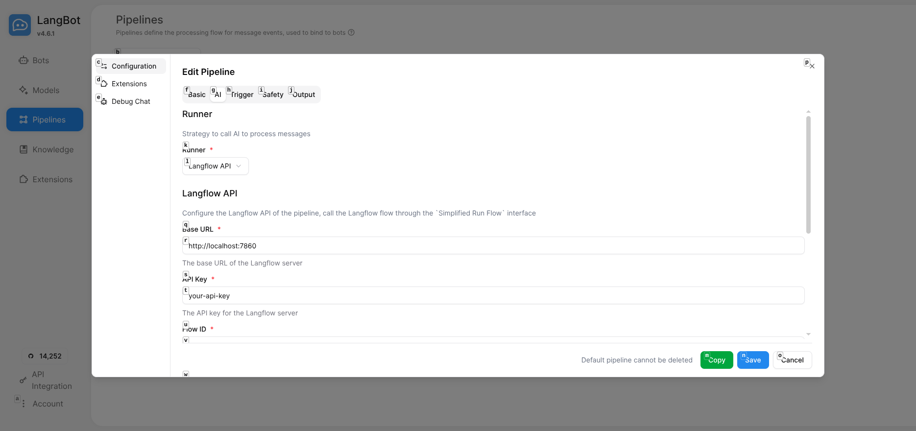LangBot Langflow Config Form