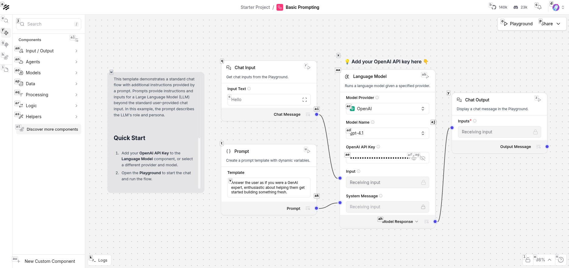 Langflow OpenAI API Key Configured