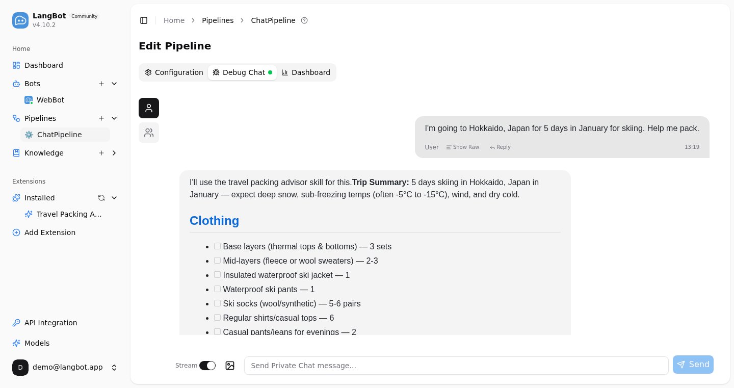 LangBot Skill-driven Agent: producing structured output following a predefined skill