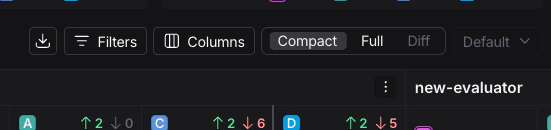 Table display options, in dark mode.
