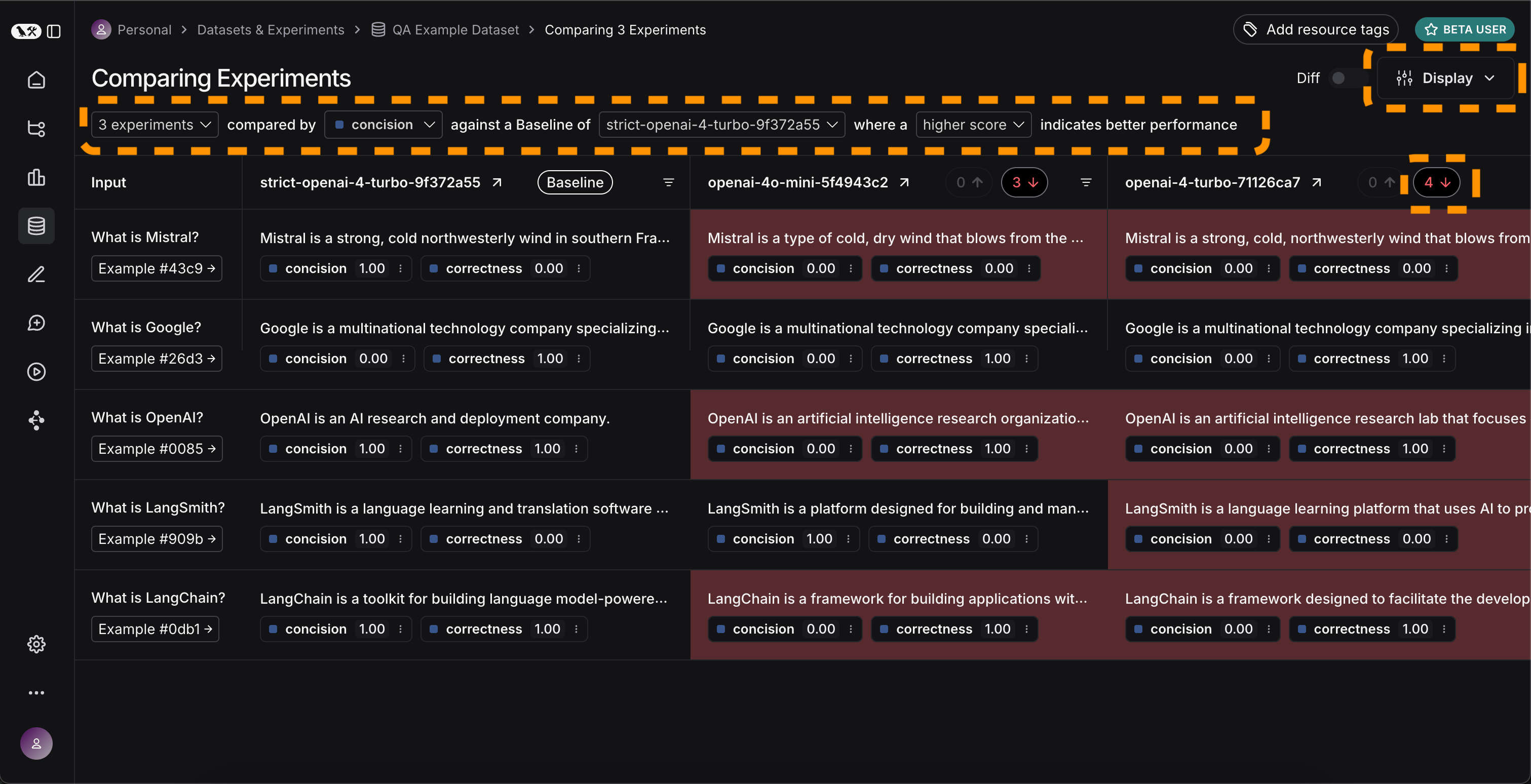 Testing tutorial compare runs