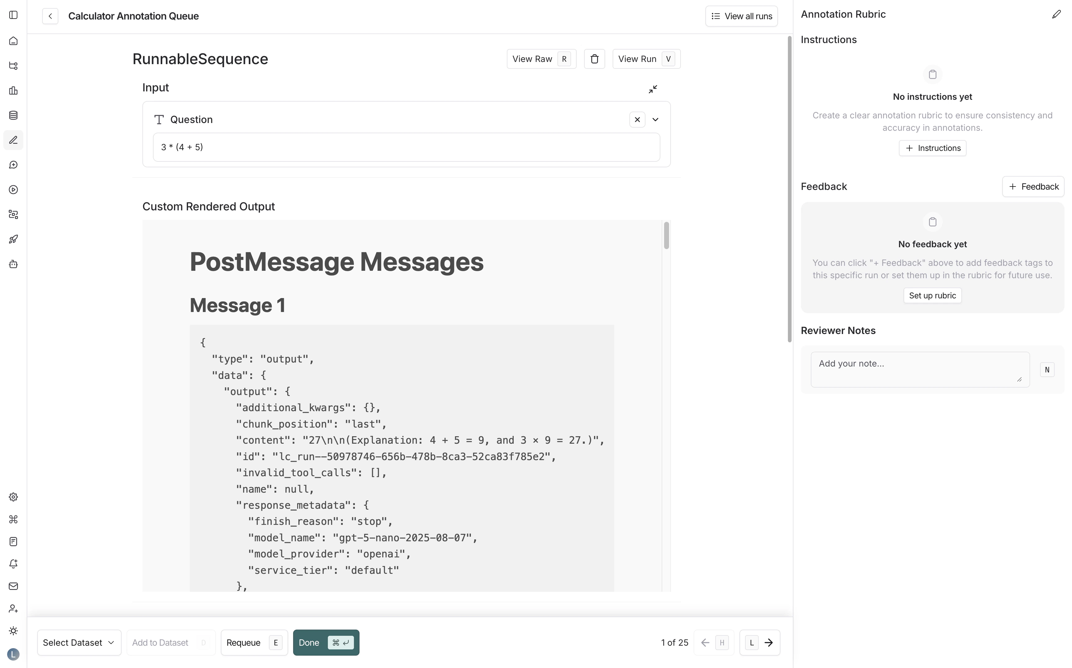Annotation queue showing custom rendering