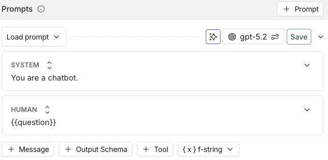 The prompt interface with the + Tool button following the editing boxes.