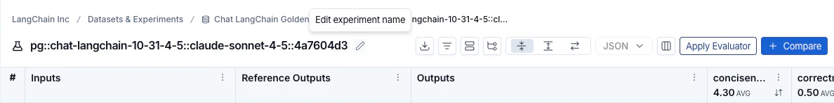 Edit name in experiment view