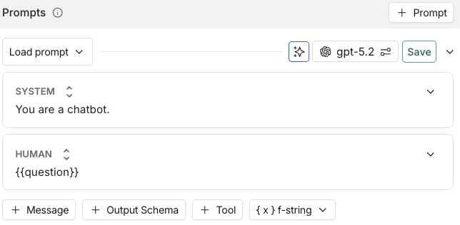 The prompt interface with the + Tool button following the editing boxes.