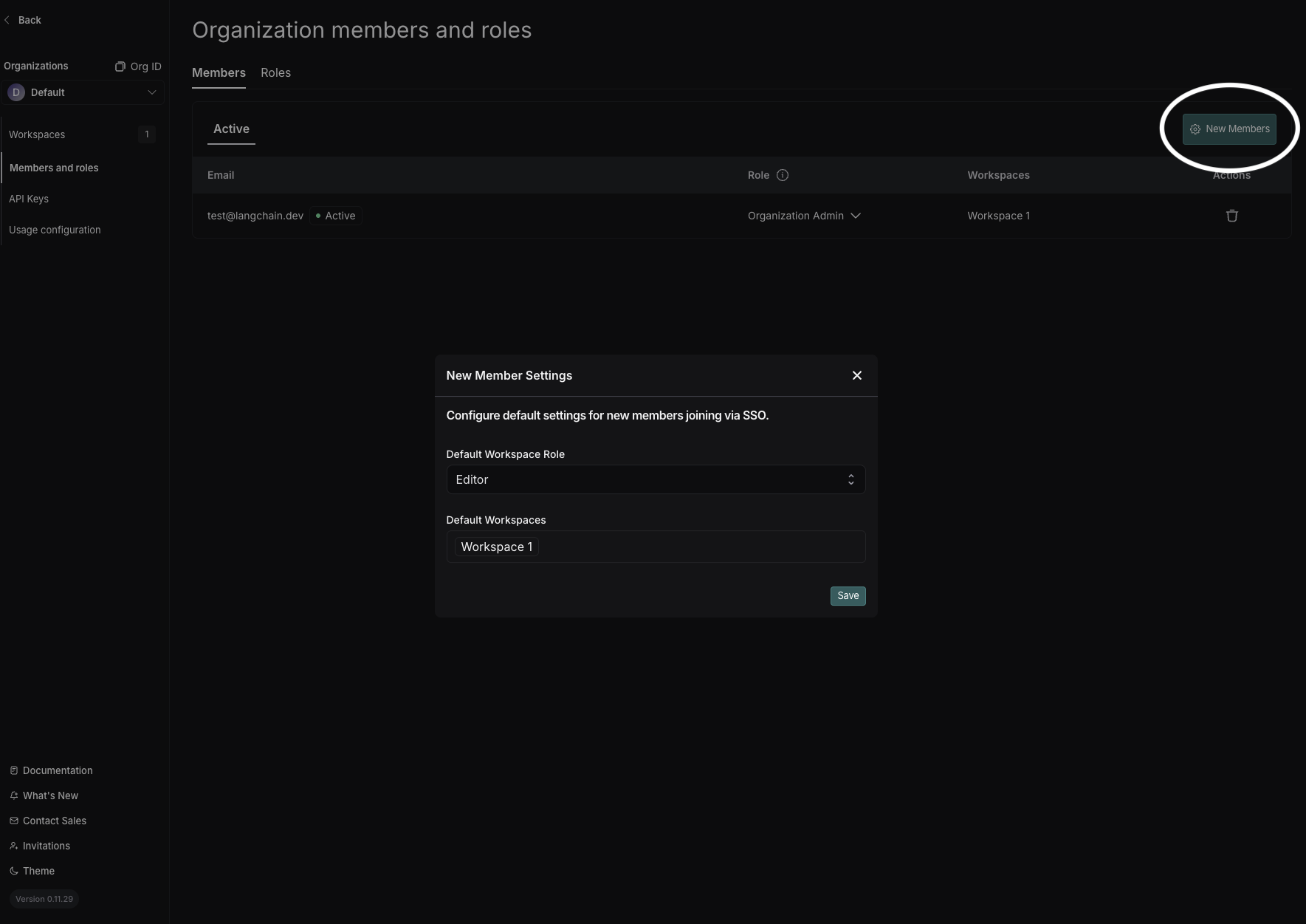 Update SSO Member Settings