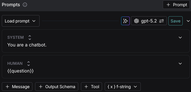 The prompt interface with the + Tool button following the editing boxes.