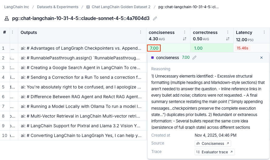 View evaluator runs