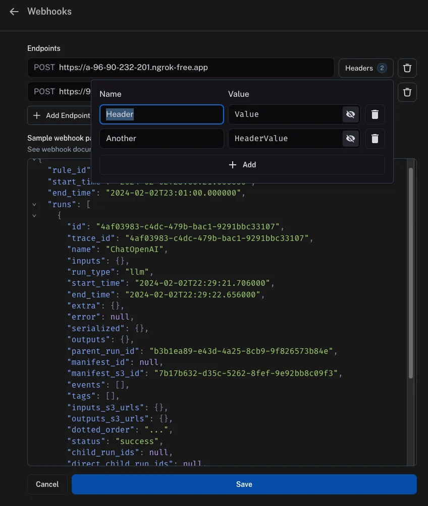 Webhook headers