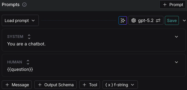 The prompt interface with the + Tool button following the editing boxes.