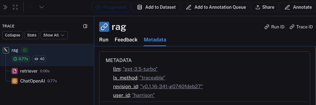 Tracing tutorial metadata