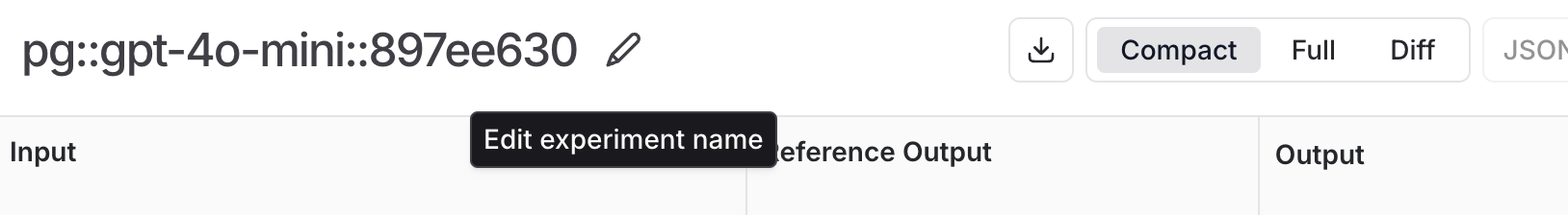 Edit name in experiments view