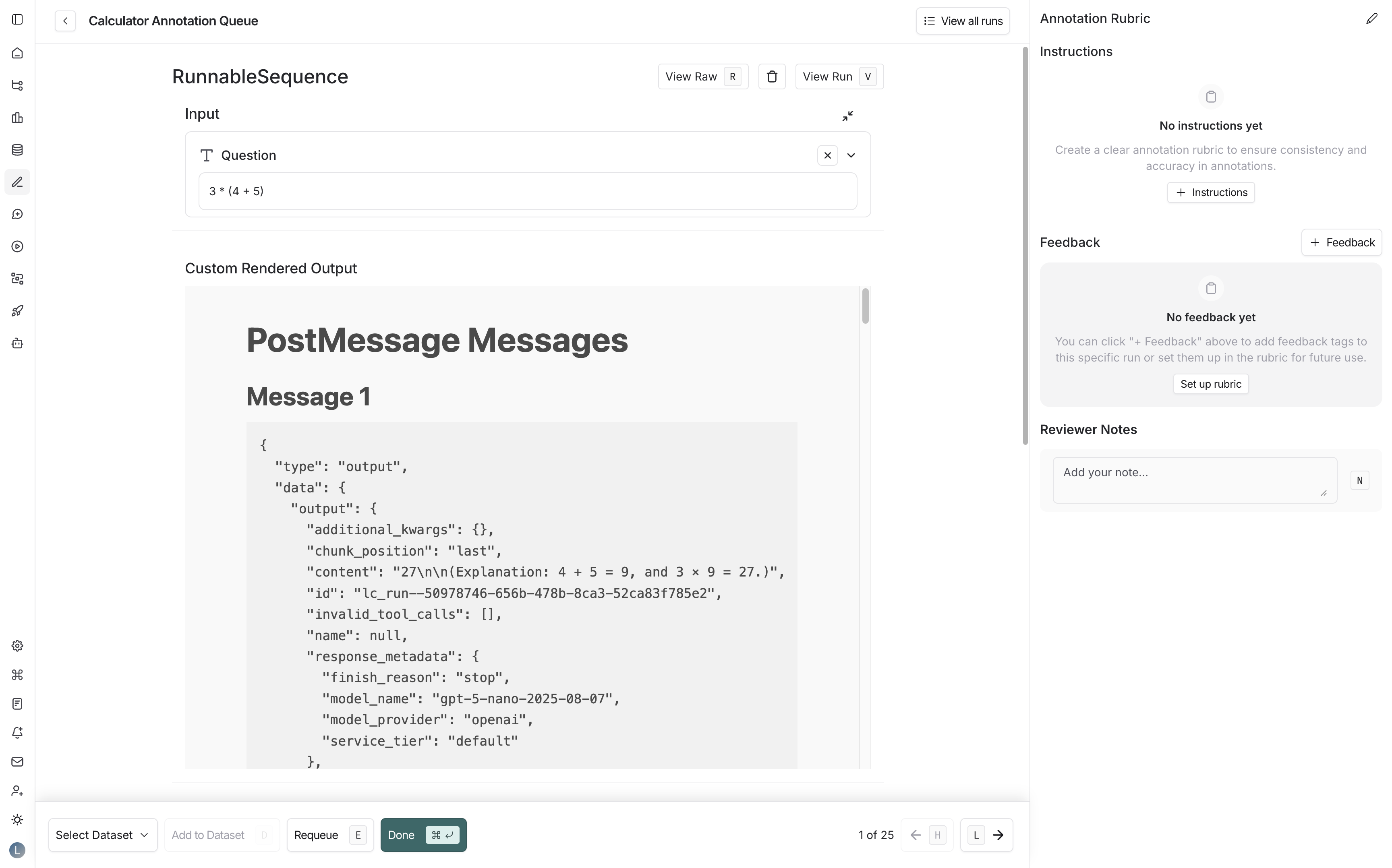 Annotation queue showing custom rendering